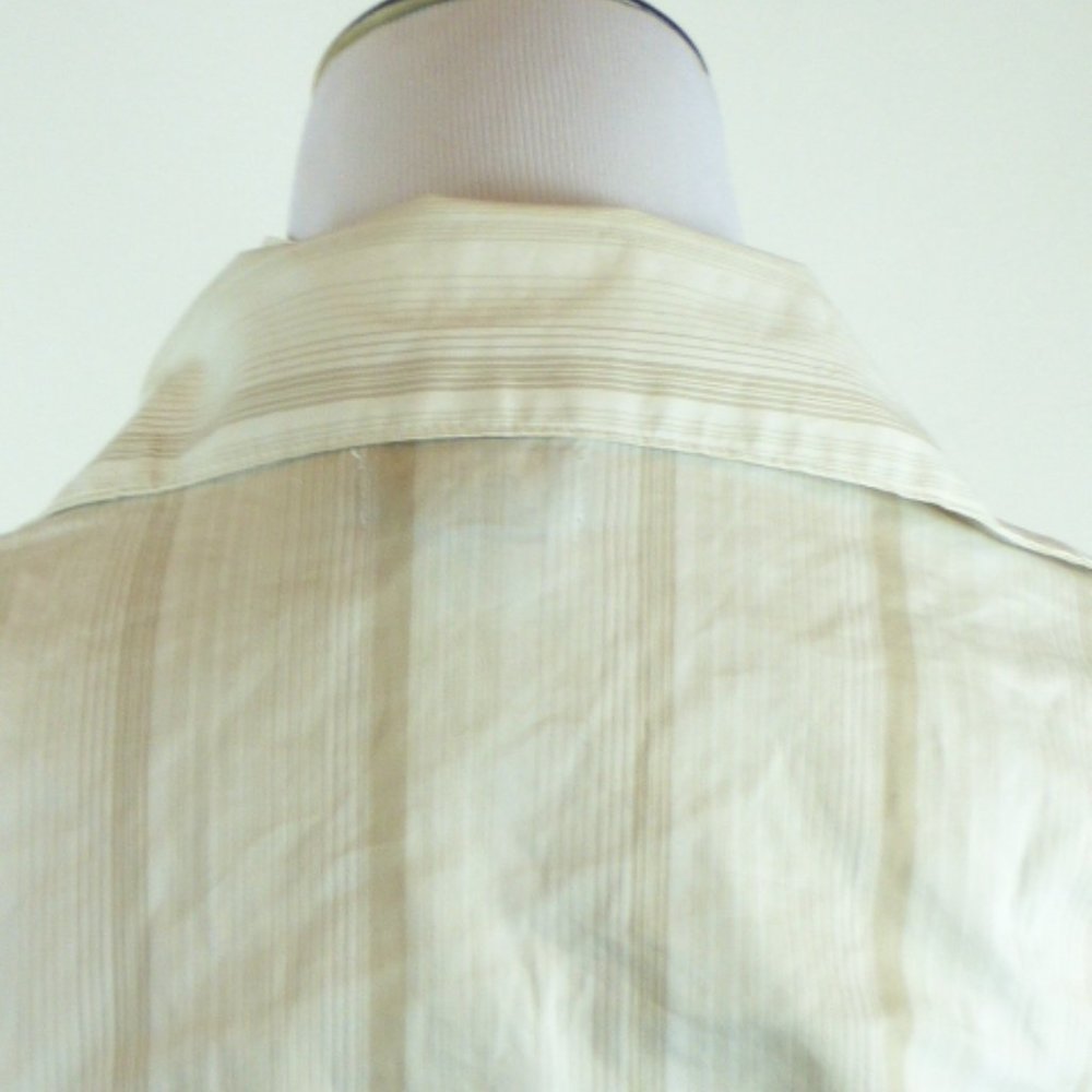 BEBE shirt beige white stripe long sleeve button up top NWT mod 70s vibe S - Picture 5 of 6